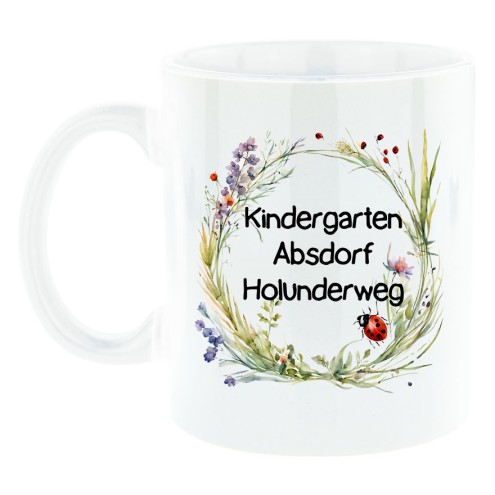 Kindergarten Absdorf Holunderweg Tasse MIT FREI GESTALTBARER RÜCKSEITE